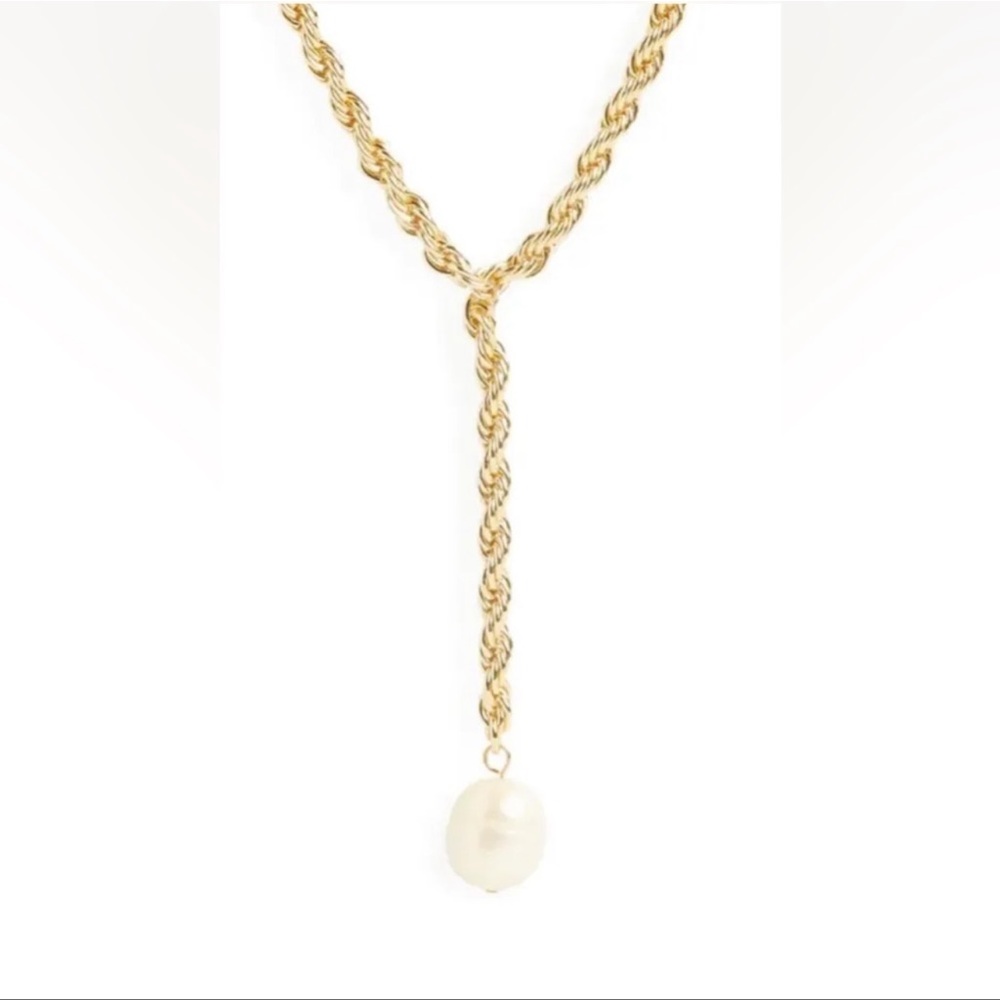 NWT  Rachel Zoe Curateur Winter 2023 Leeada Bryn Pearl Lariat Necklace